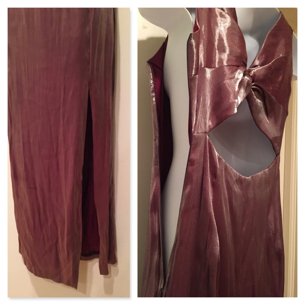 Ever Beauty 90s Berry Lame Column 6 Dress Back - Picture 3 of 8